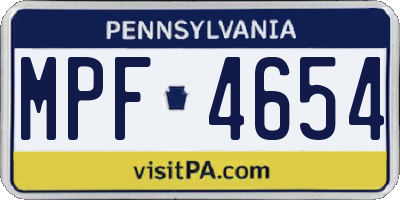 PA license plate MPF4654