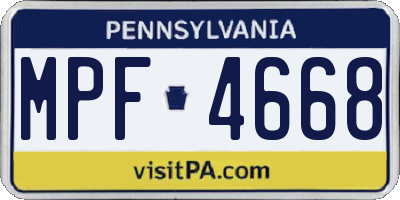 PA license plate MPF4668