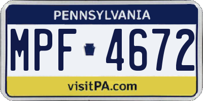 PA license plate MPF4672