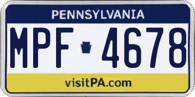 PA license plate MPF4678