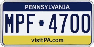 PA license plate MPF4700