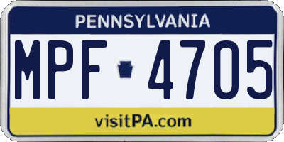 PA license plate MPF4705