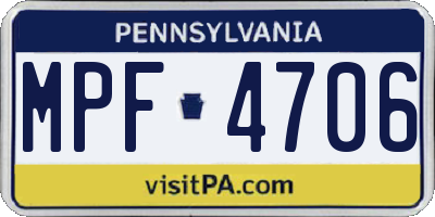 PA license plate MPF4706