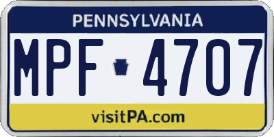 PA license plate MPF4707