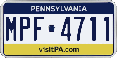 PA license plate MPF4711