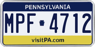 PA license plate MPF4712