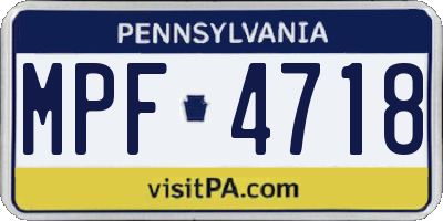 PA license plate MPF4718