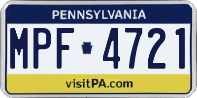 PA license plate MPF4721