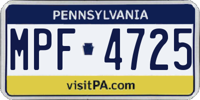 PA license plate MPF4725