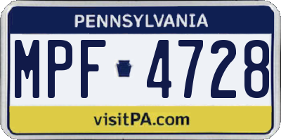 PA license plate MPF4728