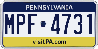PA license plate MPF4731