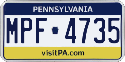 PA license plate MPF4735