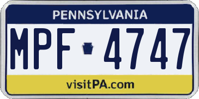 PA license plate MPF4747