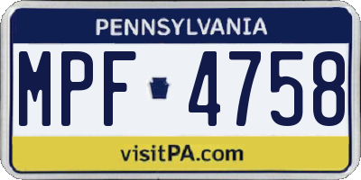 PA license plate MPF4758