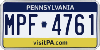 PA license plate MPF4761