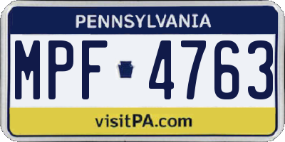 PA license plate MPF4763