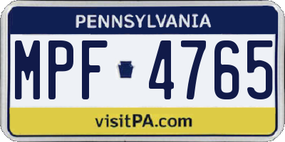 PA license plate MPF4765