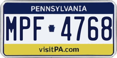 PA license plate MPF4768