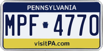 PA license plate MPF4770
