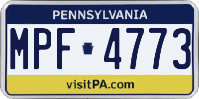 PA license plate MPF4773