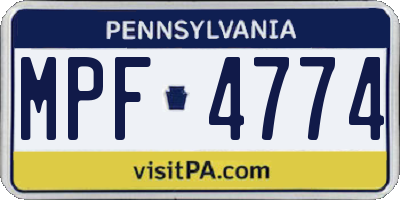 PA license plate MPF4774