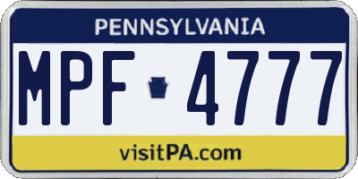 PA license plate MPF4777