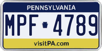 PA license plate MPF4789