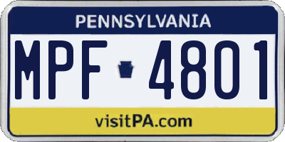 PA license plate MPF4801