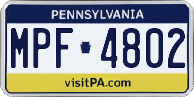 PA license plate MPF4802