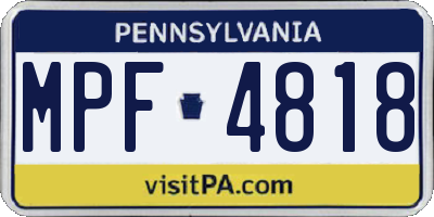 PA license plate MPF4818