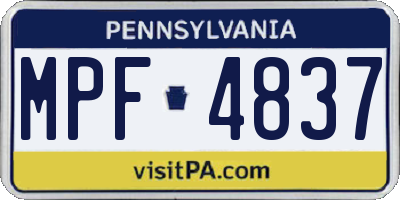 PA license plate MPF4837