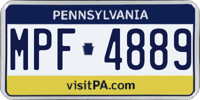 PA license plate MPF4889