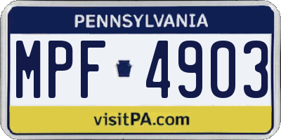 PA license plate MPF4903