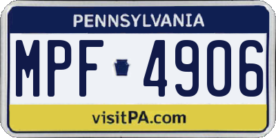 PA license plate MPF4906
