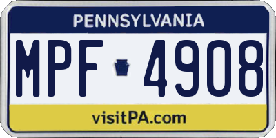 PA license plate MPF4908