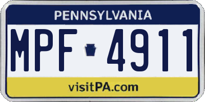 PA license plate MPF4911