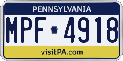 PA license plate MPF4918