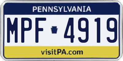 PA license plate MPF4919