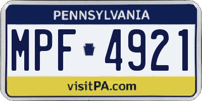 PA license plate MPF4921