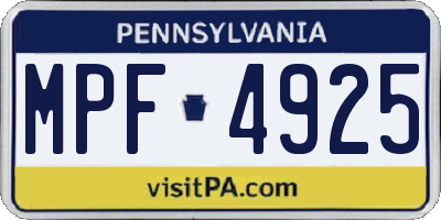 PA license plate MPF4925
