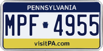 PA license plate MPF4955