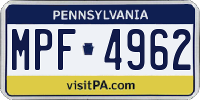 PA license plate MPF4962