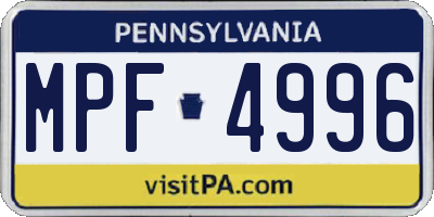 PA license plate MPF4996
