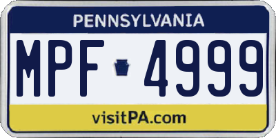 PA license plate MPF4999