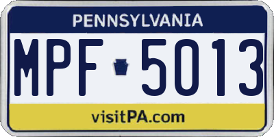 PA license plate MPF5013