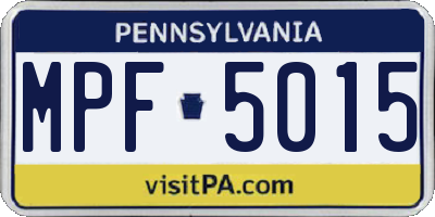 PA license plate MPF5015