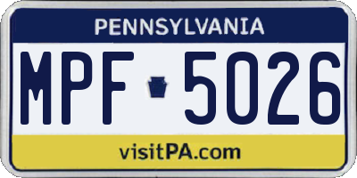 PA license plate MPF5026