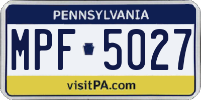PA license plate MPF5027