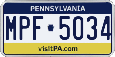 PA license plate MPF5034