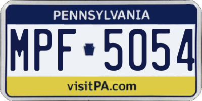 PA license plate MPF5054